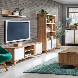 solde en ligne Armoire FIONA 2 Portes Blanc Brillant/chêne Riviera 18