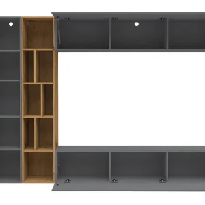 Mur Tv-hifi KONATE 3 Portes Gris/chêne Artisan grossiste en ligne 7