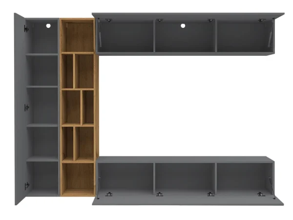 Mur Tv-hifi KONATE 3 Portes Gris/chêne Artisan grossiste en ligne 3