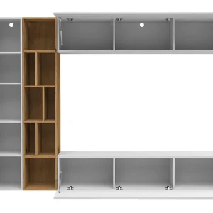 de garantie authentique Mur Tv-hifi KONATE 3 Portes Blanc/chêne Artisan 7