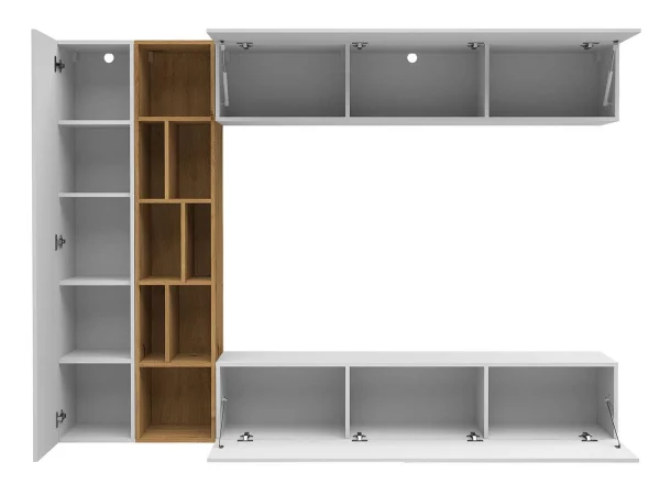 de garantie authentique Mur Tv-hifi KONATE 3 Portes Blanc/chêne Artisan 3