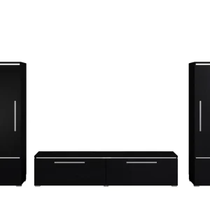 boutique paris Mur-tv AMBROSA 4 Portes Noir Mat Avec Led 19