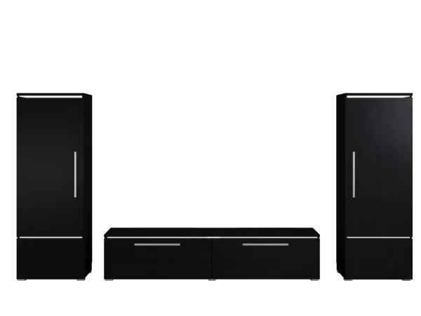boutique paris Mur-tv AMBROSA 4 Portes Noir Mat Avec Led 7
