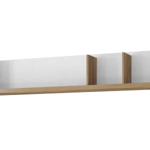 Étagère Murale LARSY 149 Cm Blanc Brillant/chêne Flagstaff magasins pour 16