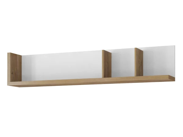 Étagère Murale LARSY 149 Cm Blanc Brillant/chêne Flagstaff magasins pour 6