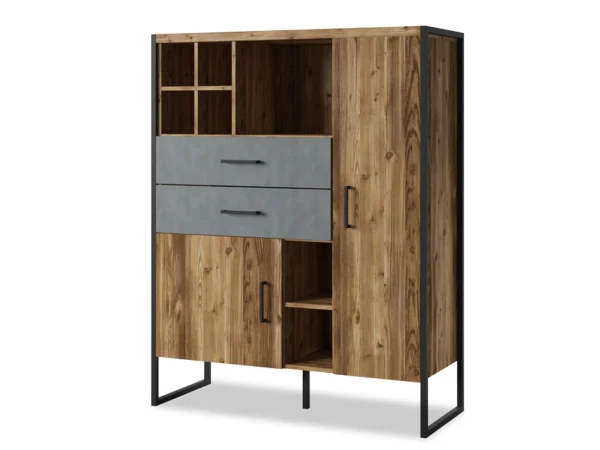 nouvelle saison Commode Haute MODECO 2 Portes 2 Tiroirs Appenzeller/matera Clair 5