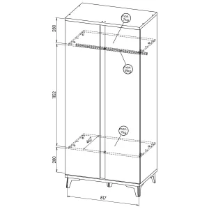 solde en ligne Armoire FIONA 2 Portes Blanc Brillant/chêne Riviera 24