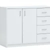 Pas Cher Magasin Soldes Commode ESPACITO 2 Portes 4 Tiroirs Blanc 17