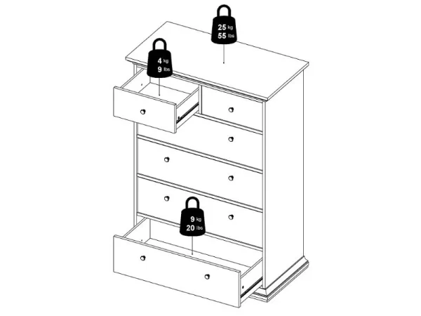 Commode PARISA 6 Tiroirs Blanc luxe soldes 7