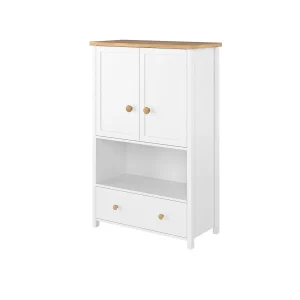 acheter en ligne Vaisselier SHELLY 2 Portes 1 Tiroir Blanc/chêne Nash 18