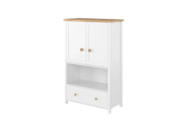 acheter en ligne Vaisselier SHELLY 2 Portes 1 Tiroir Blanc/chêne Nash 7