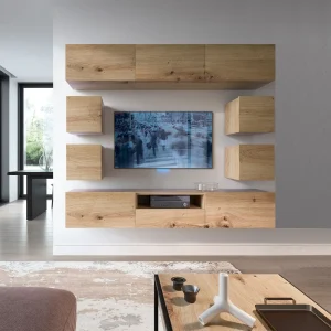 à prix promos Mur Tv-hifi ENJOLY 9 Portes 1 Tiroir Chêne Artisan 18