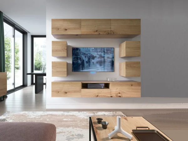 à prix promos Mur Tv-hifi ENJOLY 9 Portes 1 Tiroir Chêne Artisan 7
