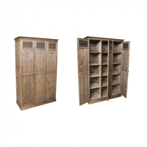 Remise 🔥 Armoire 3 Portes Bois Ciré L117 X P45 X H183 💯 mode pas cher 1