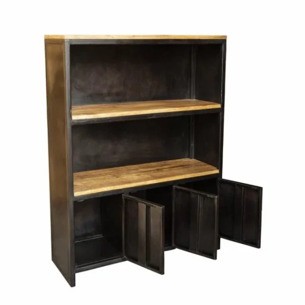 Les meilleures critiques de ⭐ Bibliothèque Ouverte Fer Et Bois Ciré 3 Portes + Niche Avec étagère L90xP33xH123 🔥 achetez 3