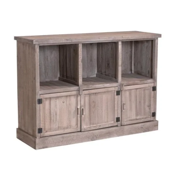 vente en ligne pas cher De gros ❤️ Buffet Bas Héritage Pin Vieilli 3 Cases 3 Portes L119 X P39 X H80cm 😀 1