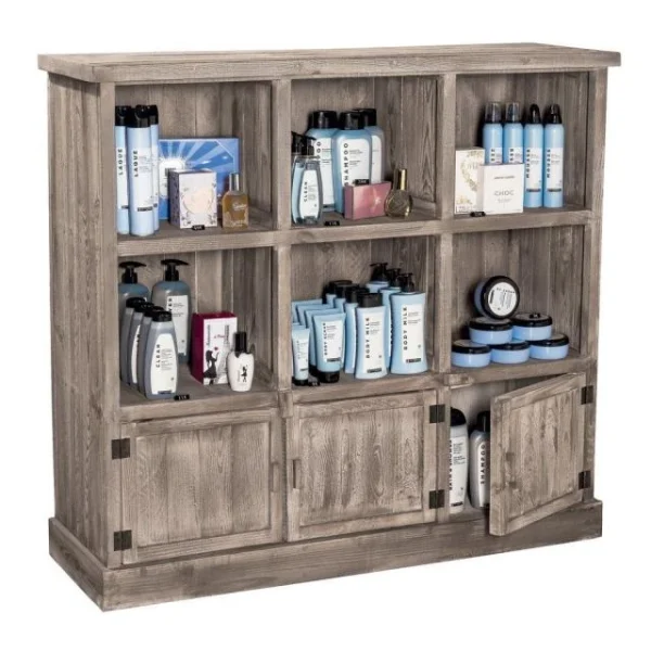 Acheter Meilleur prix 🌟 Buffet Bas Héritage Pin Vieilli 6 Cases 3 Portes L119 X P39 X H110cm 🎁 3