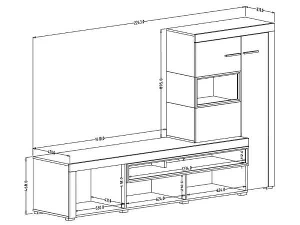 REMISE allant Mur Tv-hifi CARLOS II 4 Portes Blanc/blanc Brillant 5