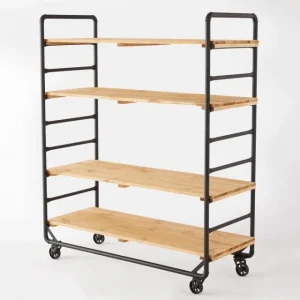 Budget 😀 Chariot Boulanger Métal Noir Et Tablettes Bois L120 X P50 X H150cm 👏 achat pas cher 10