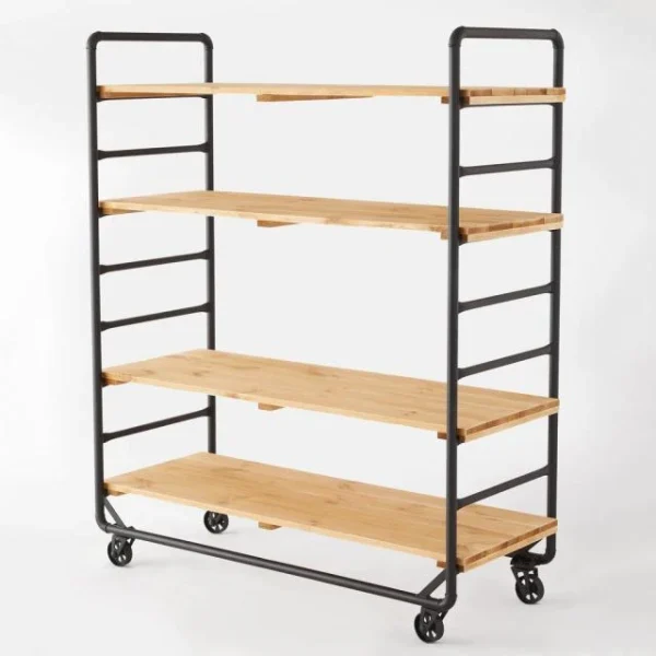 Budget 😀 Chariot Boulanger Métal Noir Et Tablettes Bois L120 X P50 X H150cm 👏 achat pas cher 3