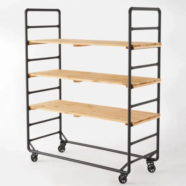 Budget 😀 Chariot Boulanger Métal Noir Et Tablettes Bois L120 X P50 X H150cm 👏 achat pas cher 4