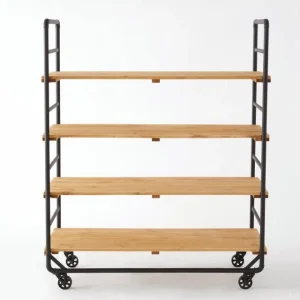 Budget 😀 Chariot Boulanger Métal Noir Et Tablettes Bois L120 X P50 X H150cm 👏 achat pas cher 14