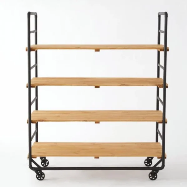 Budget 😀 Chariot Boulanger Métal Noir Et Tablettes Bois L120 X P50 X H150cm 👏 achat pas cher 5