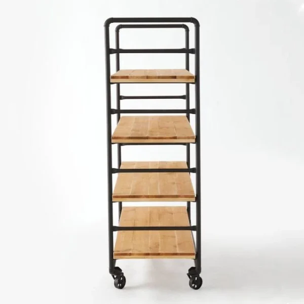 Budget 😀 Chariot Boulanger Métal Noir Et Tablettes Bois L120 X P50 X H150cm 👏 achat pas cher 6