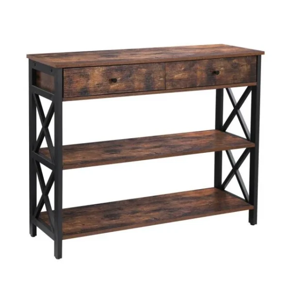Meilleure affaire ❤️ Commode Métal Et Bois 2 TiroirsL100 X P33 X H80 Cm 💯 Boutique 1