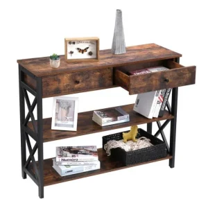 Meilleure affaire ❤️ Commode Métal Et Bois 2 TiroirsL100 X P33 X H80 Cm 💯 Boutique 11