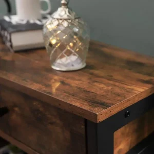 Meilleure affaire ❤️ Commode Métal Et Bois 2 TiroirsL100 X P33 X H80 Cm 💯 Boutique 15