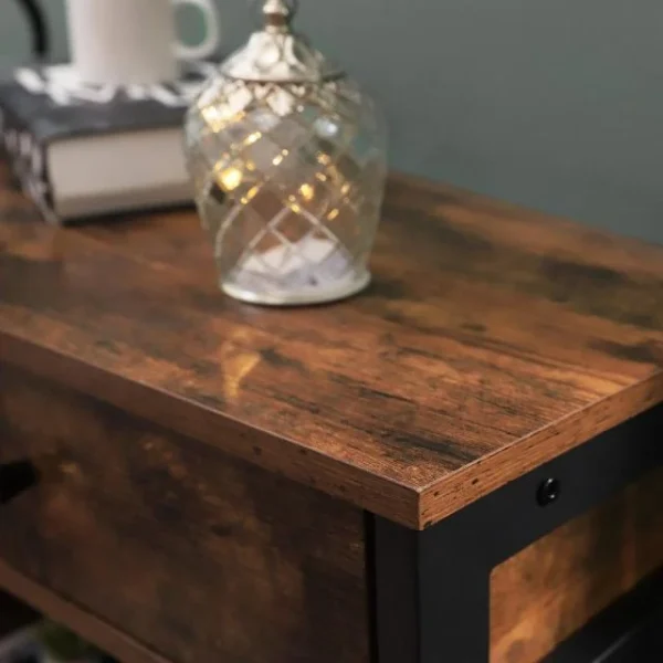 Meilleure affaire ❤️ Commode Métal Et Bois 2 TiroirsL100 X P33 X H80 Cm 💯 Boutique 6