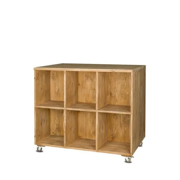Promo ❤️ Comptoir épicerie Double Face à Roulet., 12 Casiers, Bois Massif, 119x75x100 Cm 😀 Authentic Original licence 3