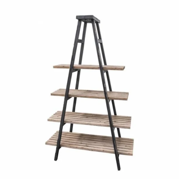 achetez pas cher Bon marché 👏 Echelle Fer Bois Ciré 4 Plateaux De Présentation L114 X P50 X H177 👍 1