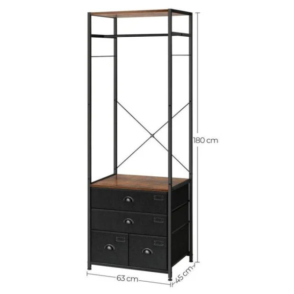 jusqu'à Meilleur prix 🛒 Etagère Armoire Avec Tiroir Et Tringle De SuspensionL63 X P45 X H180cm 🤩 3
