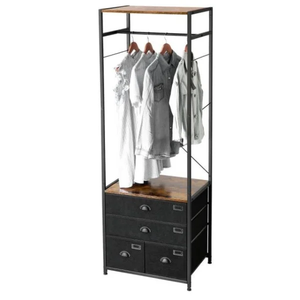 jusqu'à Meilleur prix 🛒 Etagère Armoire Avec Tiroir Et Tringle De SuspensionL63 X P45 X H180cm 🤩 4