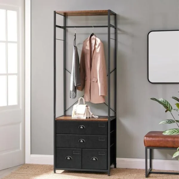 jusqu'à Meilleur prix 🛒 Etagère Armoire Avec Tiroir Et Tringle De SuspensionL63 X P45 X H180cm 🤩 5