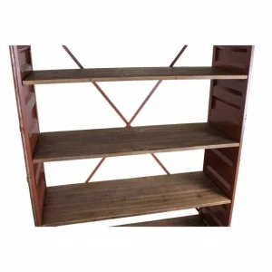 Meilleur prix 🧨 Etagère Container Rouge Tole + Bois Ciré L107 X P38 X H175.5 ✔️ boutiqued en ligne 7