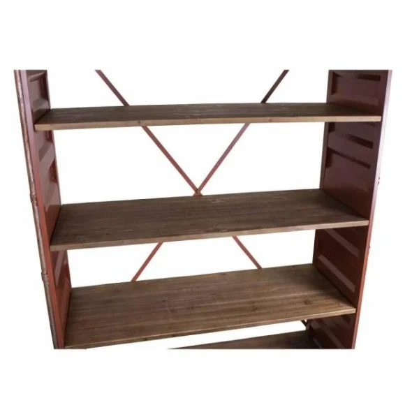Meilleur prix 🧨 Etagère Container Rouge Tole + Bois Ciré L107 X P38 X H175.5 ✔️ boutiqued en ligne 3