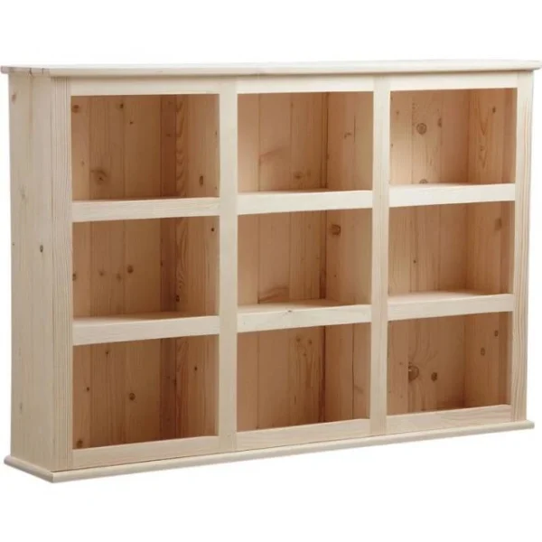 Achat Les meilleures critiques de 🔥 Etagère En Bois Brut 9 Casiers 130x26x90 😀 1