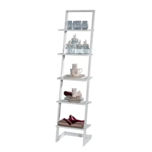 shopping pas cher Meilleur prix 🎁 Etagère Inclinée Blanc Mat 5 Tablettes L.40 X P.33 X H.175cm 🥰 9