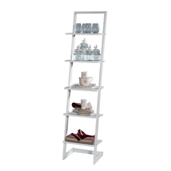 shopping pas cher Meilleur prix 🎁 Etagère Inclinée Blanc Mat 5 Tablettes L.40 X P.33 X H.175cm 🥰 4