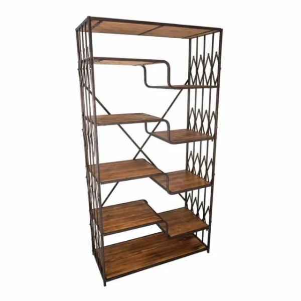 Meilleure vente 😉 Etagère Industrielle Fer Et Bois Loft Fer Et Bois Ciré L93.5 X P40 X H180 🎉 prix pas cher 1