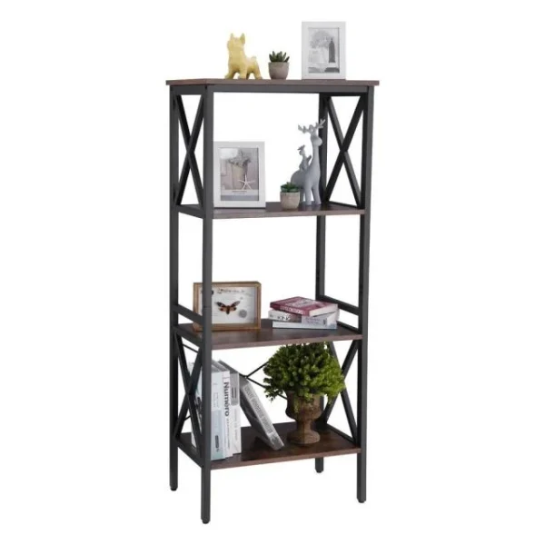 magasin en ligne Le moins cher 👏 Etagère Metal-bois L56 X P34 X H131 Cm 👏 4