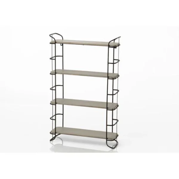 Offres 🛒 Etagère Metal Et Bois 4 Niveaux 50x16x80cm 👏 styles dernier cri 1