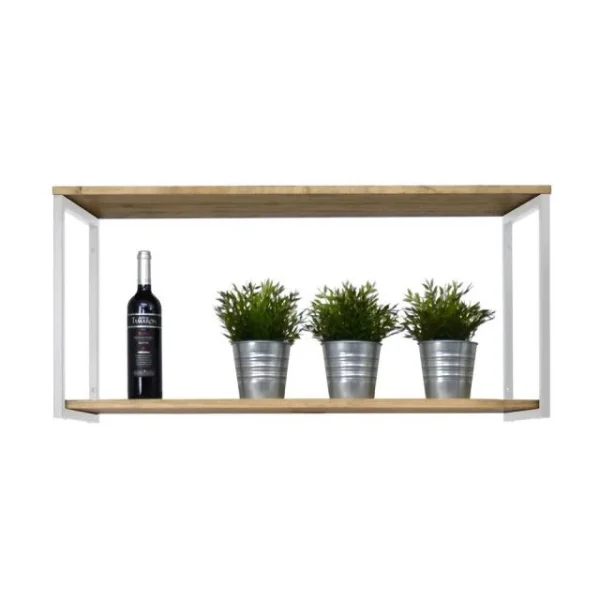 Le moins cher 🛒 Étagère Murale Double Icub Industriel Vintage 30x120x48cm 30mm. Blanc 🎉 acheter en ligne 1