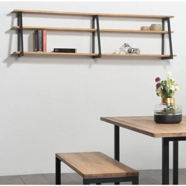 Promo ✨ Étagère Polygonal Ascendant 100x35x47cm Noir – 2 Supports – Industriel 😍 vente pas cher en ligne 5