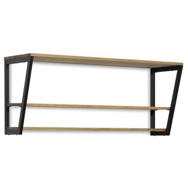 Meilleure affaire ✔️ Étagère Polygonal Descendant 100x35x47cm Noir 2 Supports – Industriel 👍 Top ventes 1