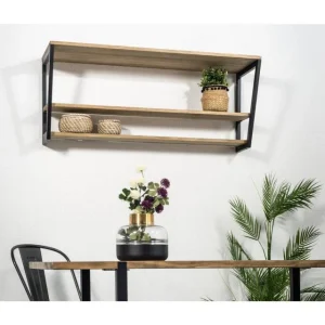 Meilleure affaire ✔️ Étagère Polygonal Descendant 100x35x47cm Noir 2 Supports – Industriel 👍 Top ventes 14