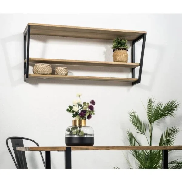 Meilleure affaire ✔️ Étagère Polygonal Descendant 100x35x47cm Noir 2 Supports – Industriel 👍 Top ventes 5